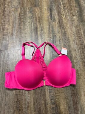 Cacique Bright Pink Lace Racerback Push-Up‎ Bra